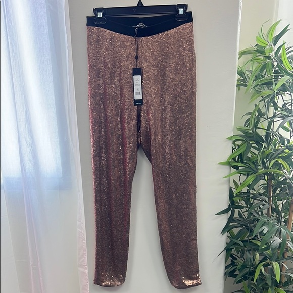 BCBGMaxAzria Pants - Sequin  Gold Leggings BCBGmaxazria elastic waist size S